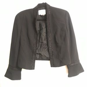 Oscar de La Renta Sequin Open Blazer Jacket Top